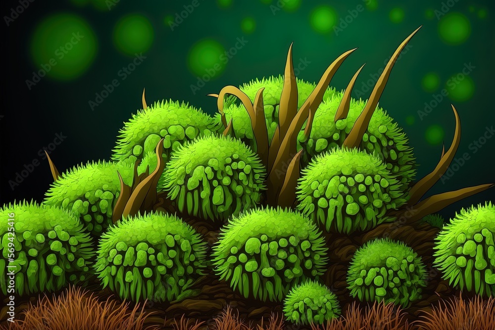 Poster image of sphagnum moss for use as a texture or backdrop generative ai