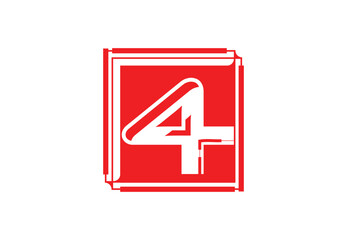 4 number logo and icon design template