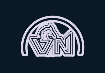 VN letter with horse logo and icon design