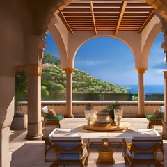 Fototapeta premium Mediterranean-style terrace2, Generative AI