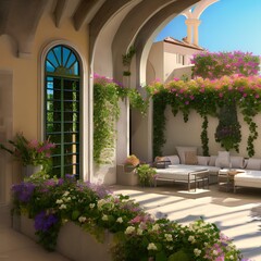 Fototapeta na wymiar Mediterranean-style terrace3, Generative AI