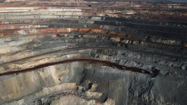 quarry mining iron ore top view drone