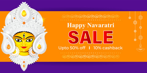 Obraz premium Vector illustration of Happy Navratri Sale banner template