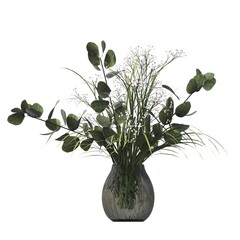 Obraz premium decorative flowers and plants for the interior, isolated on white background, 3D illustration, cg render