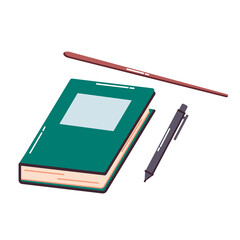 book and pen teacher symbol. education concept