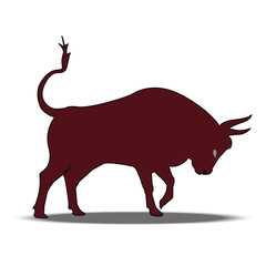 Crimson bullfight icon on a white background.
Fierce. Brutal. Drawing vector illustration