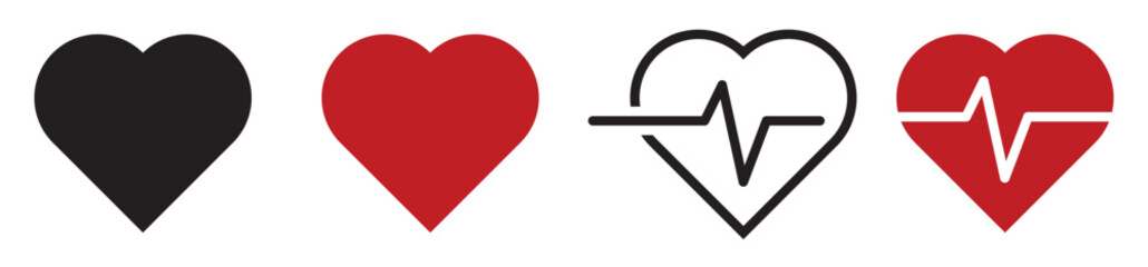 Heart vector icons. Heart beat pulse sign icon illustration.
