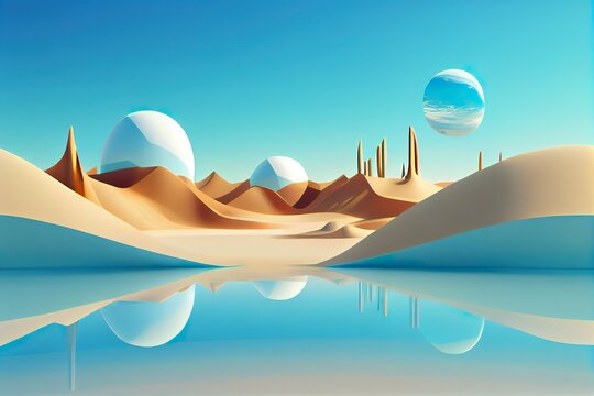abstract futuristic panoramic background. Generative ai