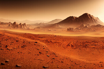 Wallpaper background of mars landscape. Generative AI - obrazy, fototapety, plakaty