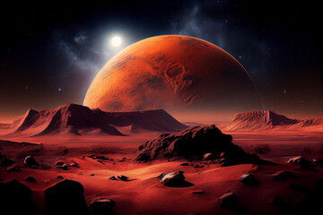 Wallpaper background of mars landscape. Generative AI