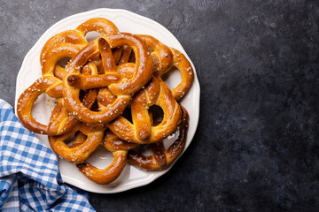 Freshly baked homemade pretzels