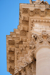 Syracuse, Cathedral of Syracuse. Catholic church in limestone, originally a Greek doric temple, Italy