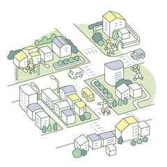 道路がめぐる街。