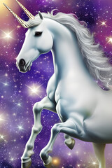 Plakat Beautiful White Unicorn Created with Generative AI Technology