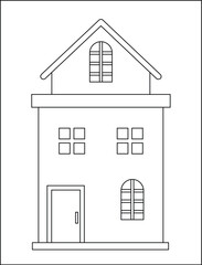 beautiful house coloring pages. The property of the house is white with thick black lines. suitable for use in children's coloring books as well as a medium for recognizing the shape of a house .