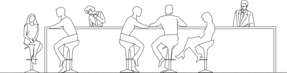Vector illustration sketch of cafe and bar bartender table