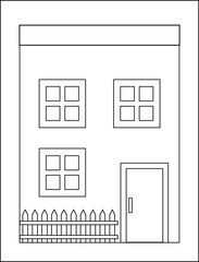 beautiful house coloring pages. The property of the house is white with thick black lines. suitable for use in children's coloring books as well as a medium for recognizing the shape of a house .