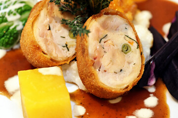 Corn chicken with almond breading