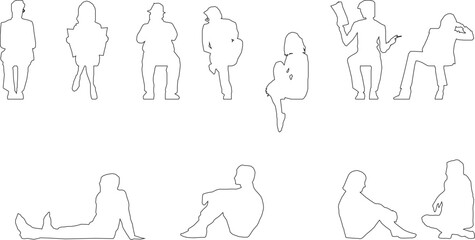 Vector sketch of a sitting silhouette of a person