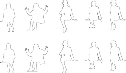 Vector sketch of a sitting silhouette of a person