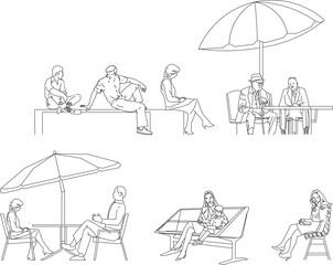 Vector sketch of a sitting silhouette of a person