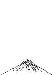 富士山の白黒イラストです