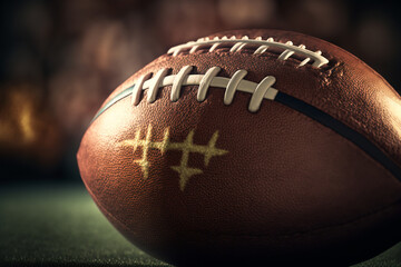 American football ball close-up. Generative ai