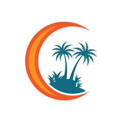 Fototapeta na wymiar Palm tree summer logo and symbol template vector design