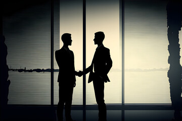 Fototapeta na wymiar Title: Business Men Handshake of Success, Handshake Agreement between Professionals, Business Group Business Deal, generative ai illustration 8