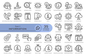 Set of conceptual icons. Vector icons in flat linear style for web sites, applications and other graphic resources. Set from the series - Information and Instruction. Editable outline icon.	
