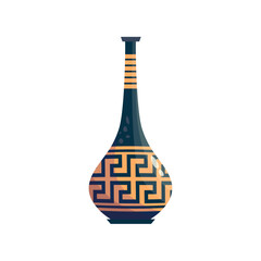 Greek vase ancient jar isolated. Ceramic vase with greek symbol. Cartoon vector illustration. Pottery jar earthenware antique design
