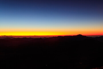 Beautiful sunrise on a top of Mount Sinai (Moses Mount) in Egypt