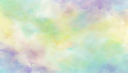 Yellow Light-Green Light-Blue Lavender Abstract Watercolor Background with Sky Texture Effect