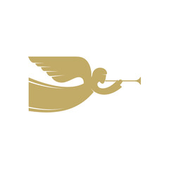 Vector illustration. The angel with the trumpet is God's herald. © biblebox