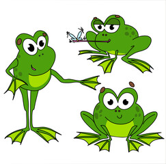 Cute frog character. 
The frog caught the fly with its tongue. Humor card, t-shirt composition, hand drawn style print. 