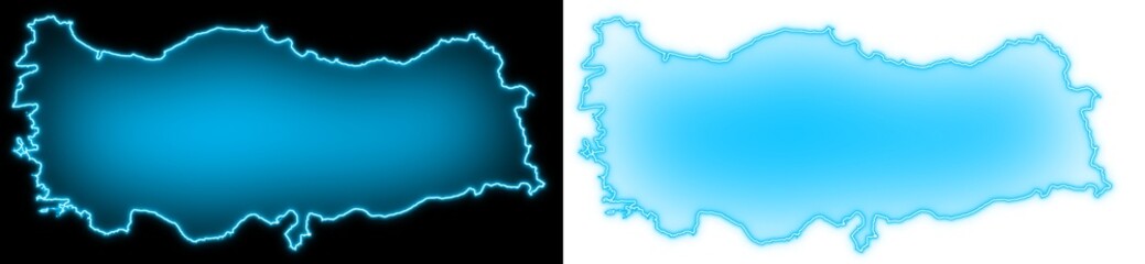 turkey map blue glow futuristic design  transparent background