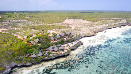 Fototapeta na wymiar Zanzibar spectacular panorama beaches overlooking the ocean and a landscape full of palm trees