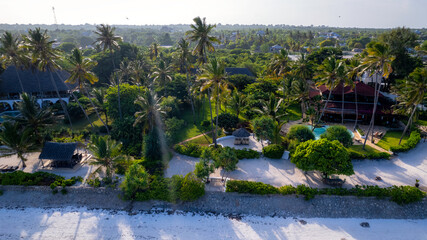 Zanzibar spectacular panorama beaches overlooking the ocean and a landscape full of palm trees