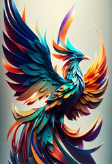 Beautiful abstract geometric phoenix concept.