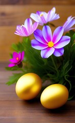 Fototapeta na wymiar easter eggs with flowers