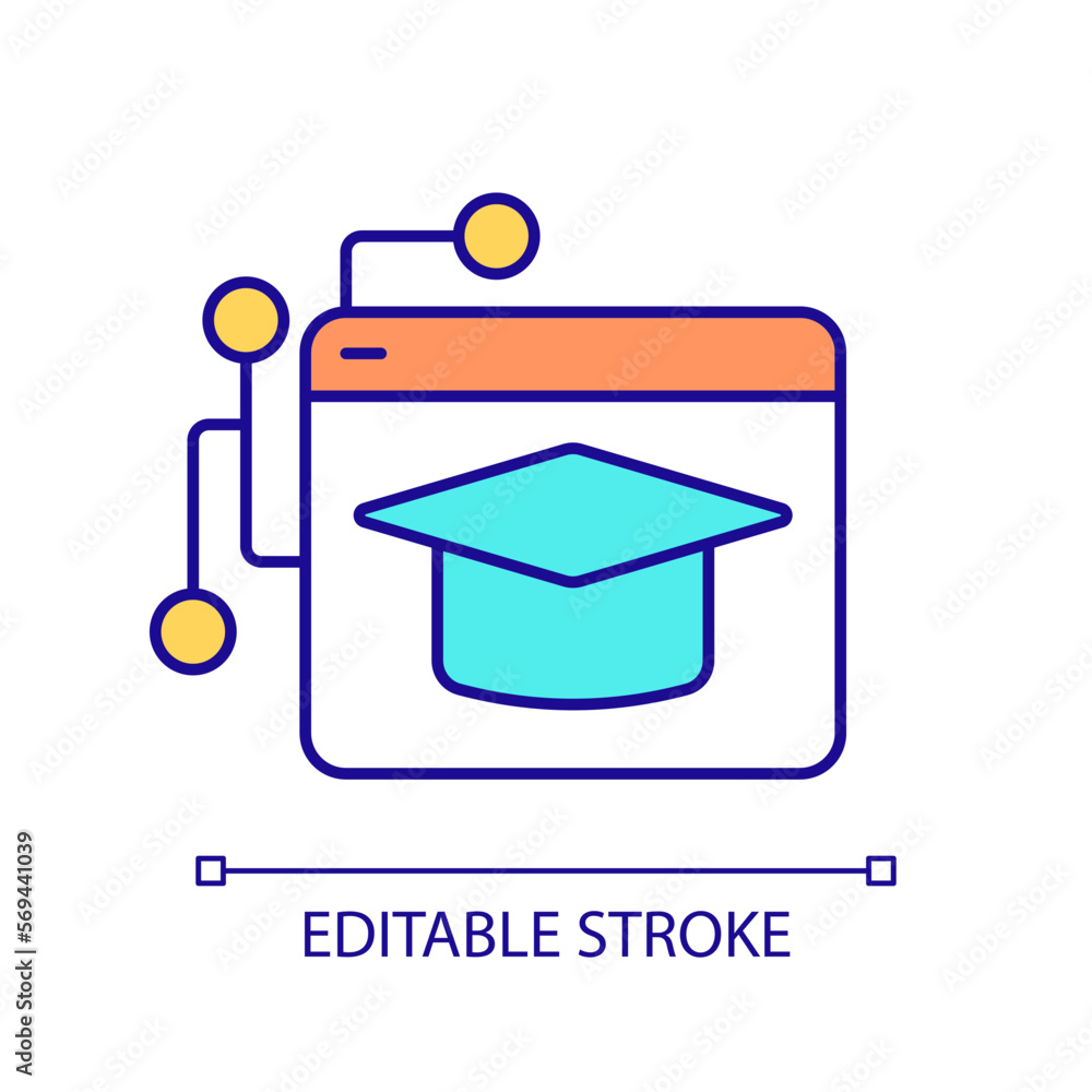 Poster online education network rgb color icon. communication technology for students. access to e learning