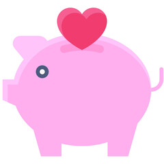 Piggy bank icon, Love and heart vector