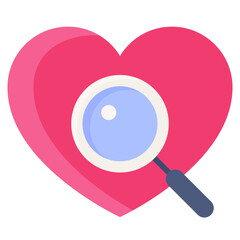 Magnifying glass and heart icon, Love and heart vector