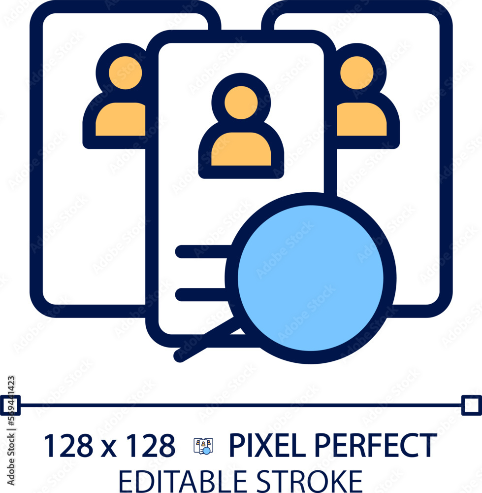 Poster candidate pixel perfect rgb color icon. competing applicants for job position. select qualified work