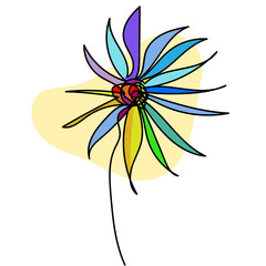 Hand drawn abstract doodle colorful flowers, isolated.
