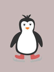 Cute penguin living a healthy lifestyle, ok ice skates