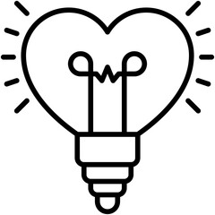 Heart shaped light bulb icon, Love and heart vector