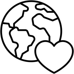 Earth with heart icon, Love and heart vector