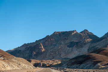 Exterior of the landscape near the artists palette drive, in Death Valley National Park.