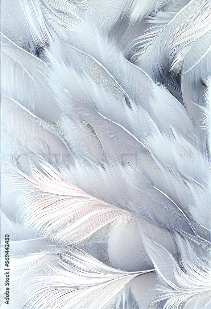 Poster Exotic texture feathers background close up. Soft feathers pattern for your design. 
